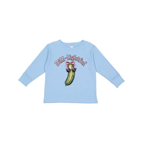 Inktastic Dill-lightful Pickle Girls Long Sleeve Toddler T-Shirt