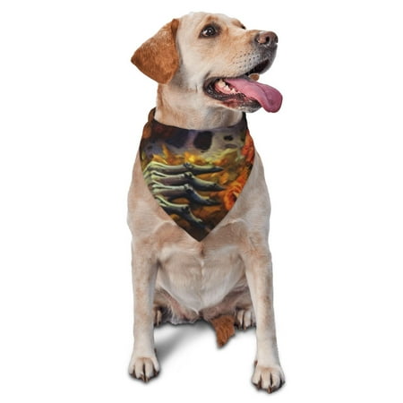 Xecao Vintage Floral Skull for Pet Bandana - A Stylish Triangle Accessory for Small to Large Dogs Puppies and Cats
