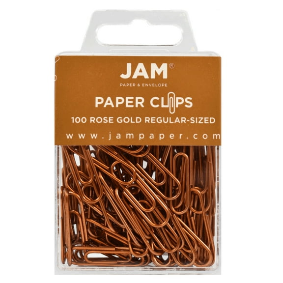 JAM Paper Standard Paper Clips, Rose Gold, 100/Pack, Small 1 in