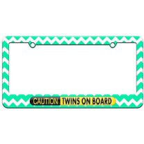 Caution Twins On Board License Plate Tag Frame, Multiple Colors