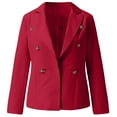 thumbnail image 4 of ZHOUCHANKIDS Fall Women's Blazers Casual Double Work Business Professional Suit Jackets with Pockets Red M, 4 of 4