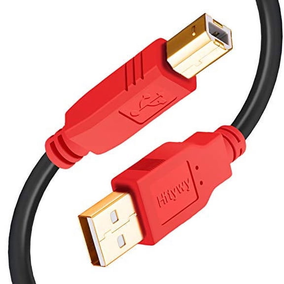 Printer Cable 20 ft, Hftywy USB Printer Cable USB 2.0 Printer Scanner Cable USB Type A Male to B Male Cord for HP, Canon, Dell, Lexmark, Epson, Xerox, Samsung & More - Red