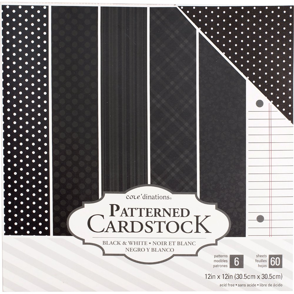 Core'dinations Value Pack Patterned Cardstock 12"X12" 60/PkgBlack