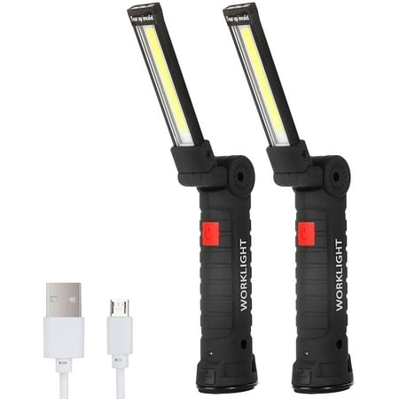 

COB LED Rechargeable Work Light 5 Lighting Modes Flexible Inspection Lamp Cordless Work Light with Magnet and Hook for Car