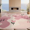 thumbnail image 2 of Design&I 8'x10' Washable Area Rug Sleek Flatweave Pet Friendly Pink Cream Whimsical Floral and Abstract Shapes Elegant Blend of Playful Botanicals for King Size Bedroom, Under Bed, 2 of 7