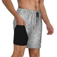 thumbnail image 2 of Yiaed Silver Mosaic Print Mens Swim Trunks Bathing Suit Compression Liner Beach Swim Shorts Swimwear Quick Dry Zipper Pocket No-Chafing Board Short-3X-Large, 2 of 6
