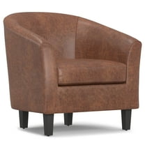 Austin 30 inch Wide Contemporary Tub Chair in Distressed Saddle Brown Vegan Faux Leather