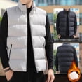 thumbnail image 5 of Chaleco de algodón para hombre, chaleco acolchado con cuello levantado, abrigo con protección para el cuello, bolsillos con cremallera a prueba de viento, calidez para Otoño Invierno, 5 of 5