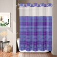 thumbnail image 2 of No Hook Shower Curtain, Buffalo Plaid Shower Curtains for Bathroom with See Through Top Window, Purple Blue Farmhouse Gingham Striped Waterproof & Washable Bath Curtain Extra Long 72"x84", 2 of 9
