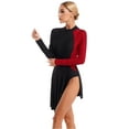 thumbnail image 5 of YIZYIF Womens Long Sleeve Lyrical Contemporary Dance Leotard with Attached Asymmetrical Hem Skirt Dancewear A Burgundy M, 5 of 7