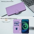 thumbnail image 4 of Wallet Case Compatible for Google Pixel 8 Pro, PU Leather Magnetic Closure Protective Flip Folio Case with 3 Card Holder and Wrist Strap Cover Women Men,Purple,For Google Pixel 8 Pro, 4 of 7