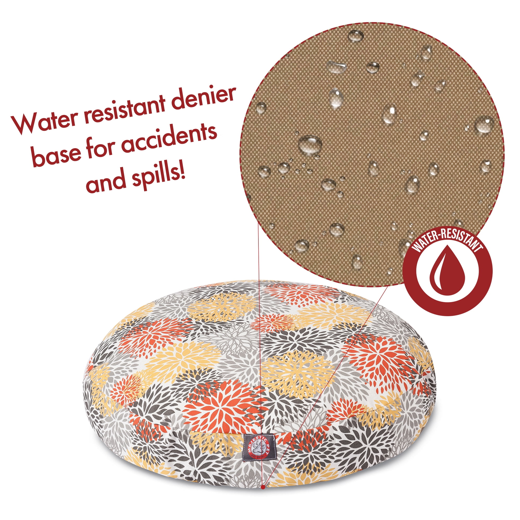 Majestic Pet | Blooms Round Pet Bed For Dogs, Removable Cover, Citrus, Large