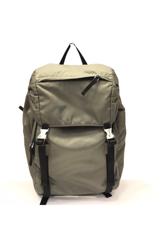Pre-Owned Prada nylon backpack/daypack with plate in khaki green