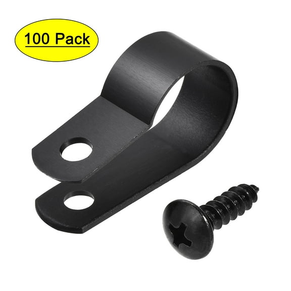Uxcell 16mm Nylon R Type Cable Clip Wire Clamp with Screws Black 100 Pieces