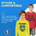 thumbnail image 2 of Brooklyn Vertical Boys Long Sleeve Crew Neck T-Shirt, 4-Pack with Chest Print | Soft Cotton, Sizes 6-20, 2 of 5