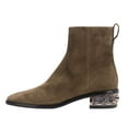 thumbnail image 4 of YDN Women Square Closed Toe Ankle Boots Chain Hollowed Chunky Low Heels Side Zipper Short Booties Ladies Winter Dress Shoes Size 8.5 Brown, 4 of 4