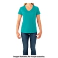 thumbnail image 3 of Playera Fruit Of The Loom para Mujer, Cuello V Básica de Manga Corta Turquesa Talla 2EG, 3 of 4
