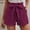 Purple, variant on TAGOLD Womens Summer Shorts,Women's Fashion Solid Color Casual Wide Leg Loose High Waist Lace-up Shorts Hot Pink