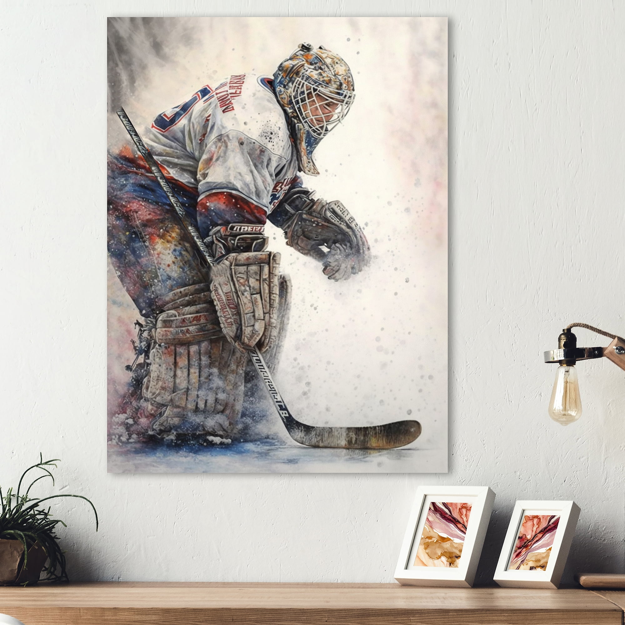 Designart Goal Keeper During Hockey Game II Canvas Wall Art