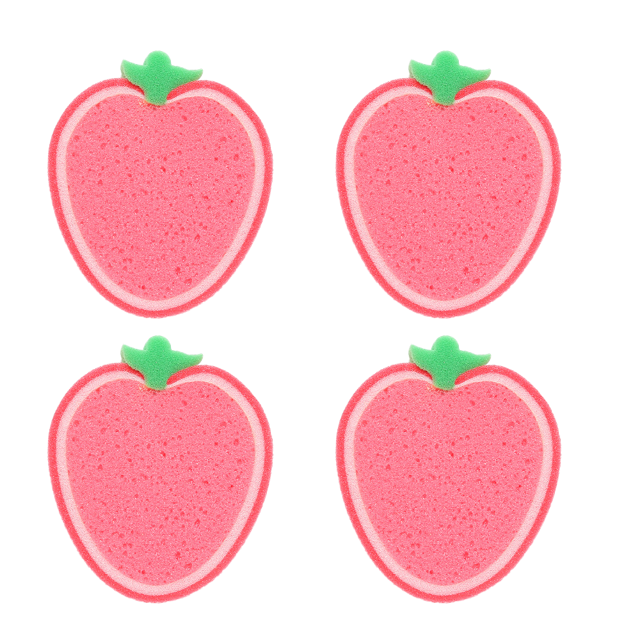 4 estropajos de esponja engrosada con frutas - fresa MFZFUKR CPB-DE-WX505-3