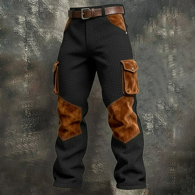 Pantalon en Tricot Décontracté avec Design Utilitaire Rétro pour Activités Quotidiennes et Extérieures, Coupe Confortable et Multiples Poches