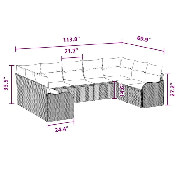 vidaXL 9 Piece Garden Sofa Set with Cushions Black Poly Rattan