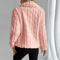 thumbnail image 4 of Sweater Cardigan For Women Lapel Button Down Long Sleeve Solid Color Cable Knitted Jackets Casual Fuzzy Outwear (M, Pink), 4 of 6