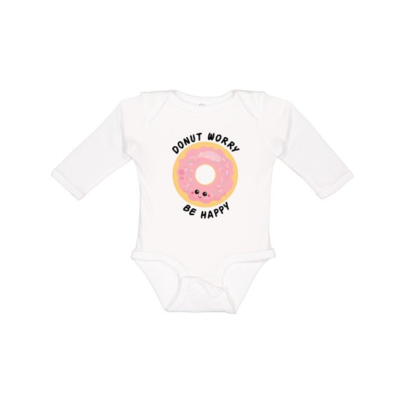 Inktastic Donut Worry Be Happy Pink Sprinkle Donut` Boys or Girls Long Sleeve Baby Bodysuit