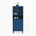 thumbnail image 3 of Trilenars Tall Storage Show Cabinet, Tall Kitchen Pantry Cabinet With 2 Glass Display Door & 2 Doors, Freestanding Modern Cabinet With Gold Handles For Bathroom, Living Room, 3 of 9