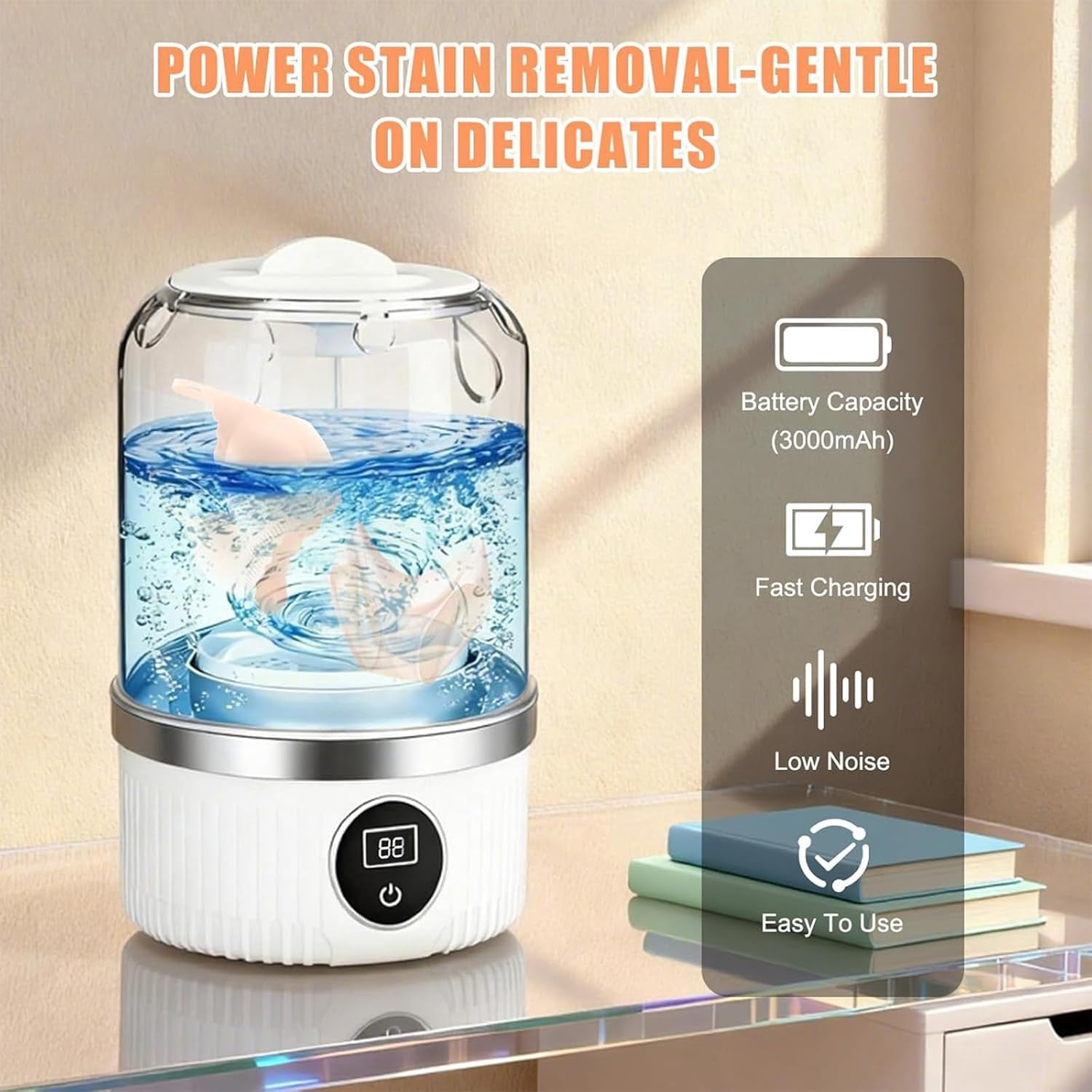 Mini Portable Washing Machine, 1L Small Electric Underwear Washer, Portable Washing Machine for Travel, Camping, Hotel, Apartment and Dorm Use (Blue)