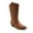 CAMEL, variant on Women’s Western Mid-Calf Cowboy Boots Square Toe Pull-On Chunky Heel Boots PU Leather Wide Fit Riding Cowgirl Boots