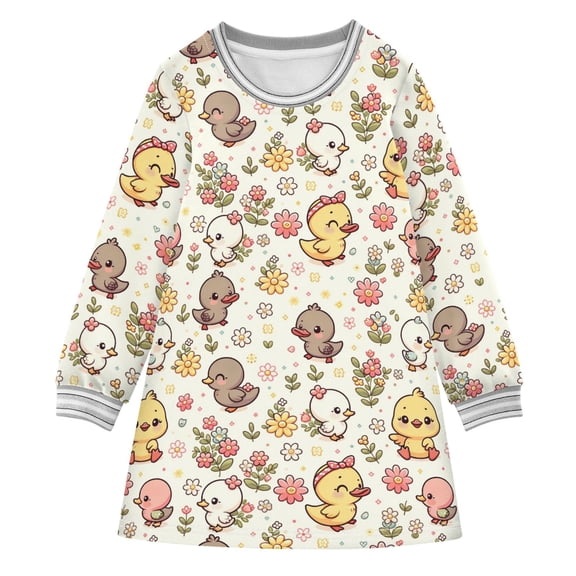 long-sleeved dress Little Cute Duck A-line dress with ribbed cuffs Soft and comfortable