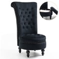 thumbnail image 1 of AVAWING High Back Royal Chair, Velvet Armless Throne Chair with Storage, Black, 1 of 7