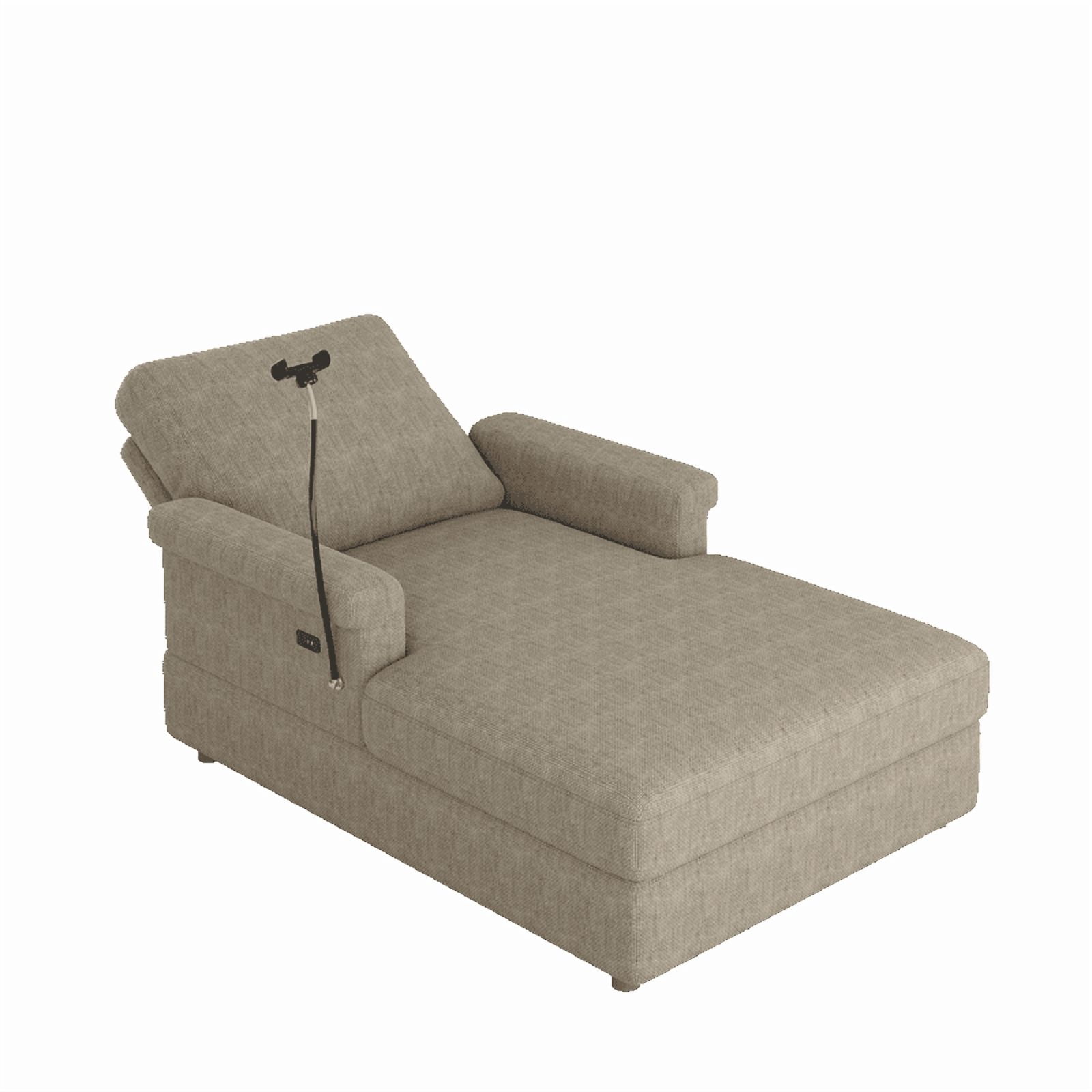 Gewnee Oversized Chaise Lounge Chair Indoor, Upholstered Sofa Bed with Phone Holder&USB Ports, Deep Seat Sofa Single Sleeper for Living Room (Little Brown)