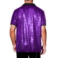 thumbnail image 3 of INSPIRE CHIC Sequins Shirts for Men's Camp Collar Short Sleeve Button Down Party Shiny Shirt 2XL Purple, 3 of 4