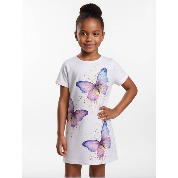 Comfortable Everyday Short Sleeve Summer Dress for Girls Comfort-Fit Casual Dress Round Neck Junior Girls Age 7-13