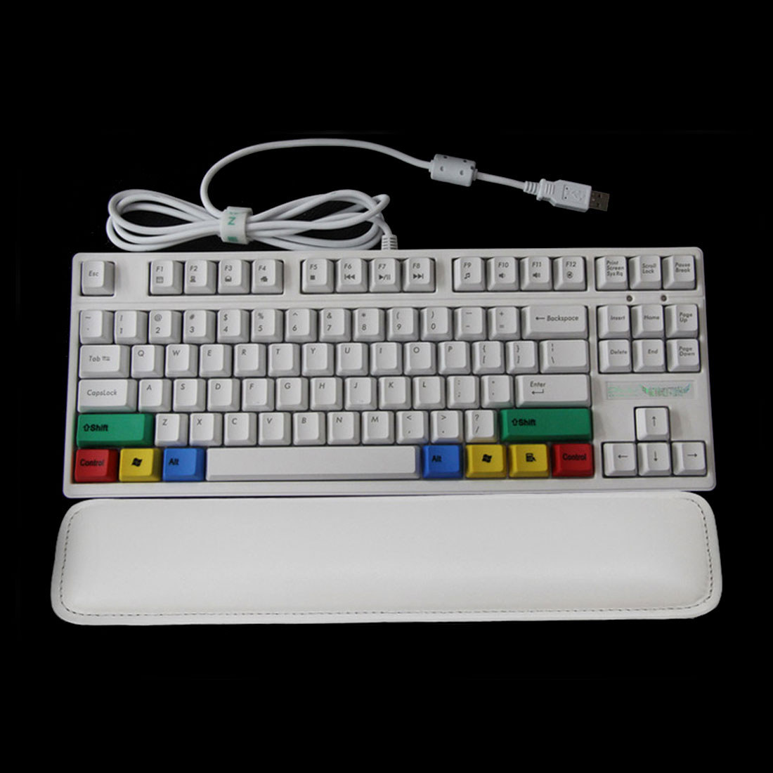 37cmx8cmx2cm PU Leather 87-Keys Hand Palm Support Pad Keyboard Wrist Rest White