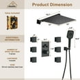 thumbnail image 4 of Boyel Living Shower Head Handle Faucet Wall Mount 12" Rainfall 3 Function Thermostatic Shower System with 6 Body Jets,Matte Black, 4 of 8