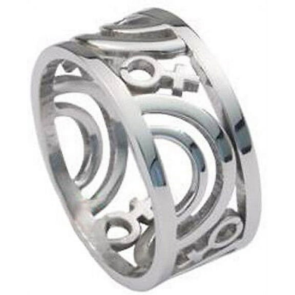 Pride Shack - Venus Female Symbol Carved Ring - Women Ladies Lesbian Pride Ring