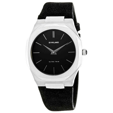 D1 Milano Ultra Thin Black Dial Black Leather Men's Watch A-UT04