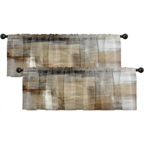 2 Pack Valances Window Treatments, Brown Abstract Modern Art Blackout Drapes Adjustable Curtain Valances for Windows Living Room Kitchen Over Sink, 18x52 Inch Rod Pocket Valances