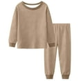 thumbnail image 3 of lnmuld Two Piece Outfits Girls Knitted Pajama Set Soft Sleepwear for Cozy Nighttime Comfort Breathable All Season Kids Loungewear Solid Color Size:2-3 Years, 3 of 4