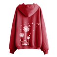 thumbnail image 5 of Holzkary Women's Full Zip Up Hoodie Women Dandelion Pockets Sweatshirts Winter Fall Jackets Zipper Coat Dandelion Print Long Sleeve Hooded Sweatshirts with Pockets Jacket Coat for Women Red Xl, 5 of 5