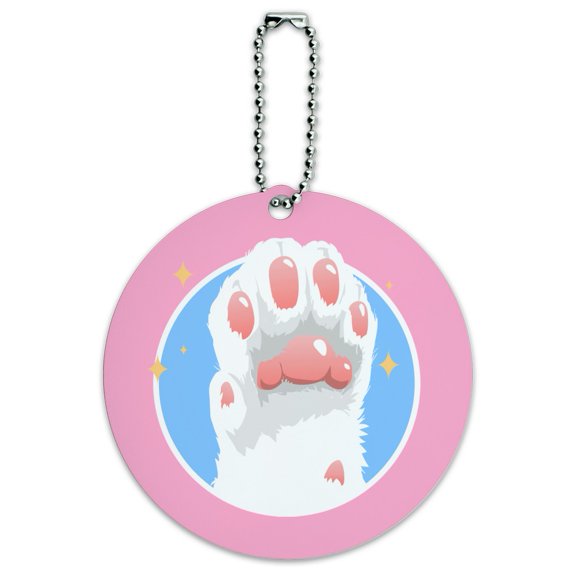 Cat Paw Toe Beans with Cute Sparkles Round Luggage ID Tag Card Suitcase Carry-On