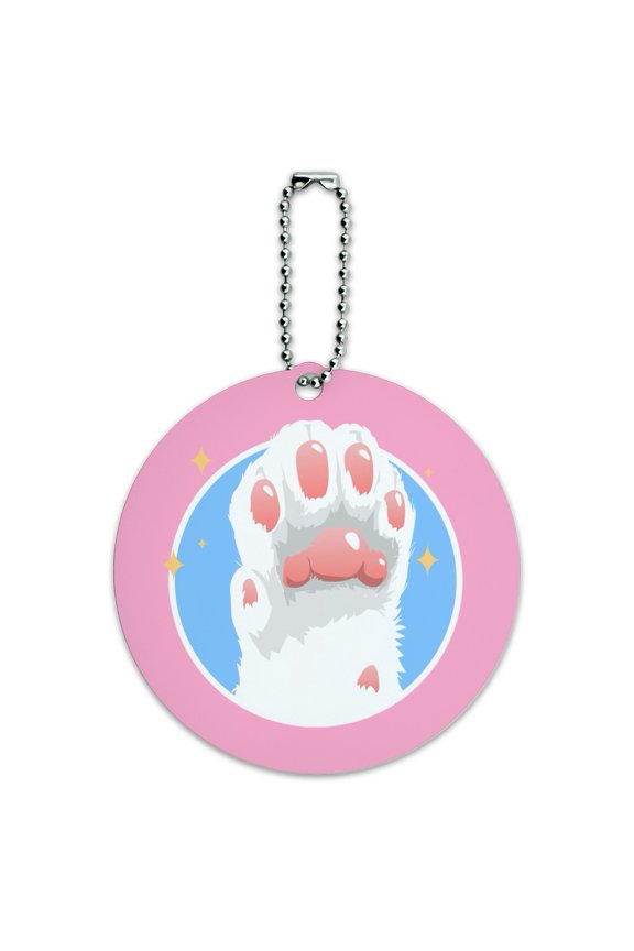 Cat Paw Toe Beans with Cute Sparkles Round Luggage ID Tag Card Suitcase Carry-On