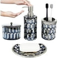 thumbnail image 2 of 4 Piece Bathroom Accessories Set with Soap Dispenser Toothbrush Holder Cotton Jar and Soap Tray Mermaid Color, 2 of 9