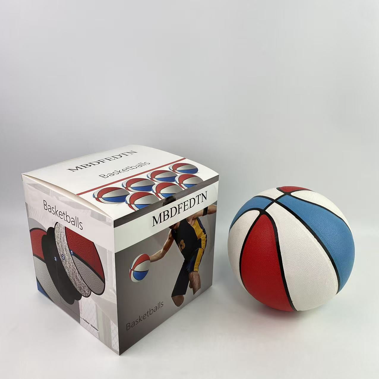 MBDFEDTN Basketballs,Basketballs Bulk Official Size 7 Rubber Basketballs 29.5 Rubber Inflatable Basketballs Basketballs Bulk Standard Basketball for Training Play(Blue, White)
