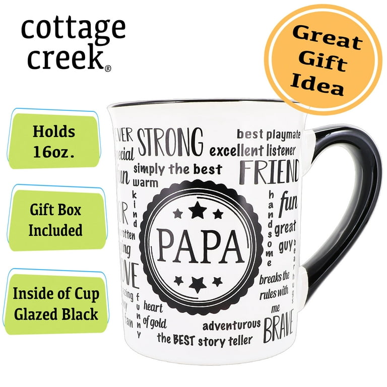 Cottage Creek Papa Mug, Papa Coffee Mug, Large 18oz Ceramic Best Ever Papa  Mug, Typography Mug, Papa Gifts [White]
