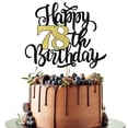 thumbnail image 1 of Cake Topper Leetaivie 78.º Cumpleaños Negro y Dorado con Brillo, 1 of 3