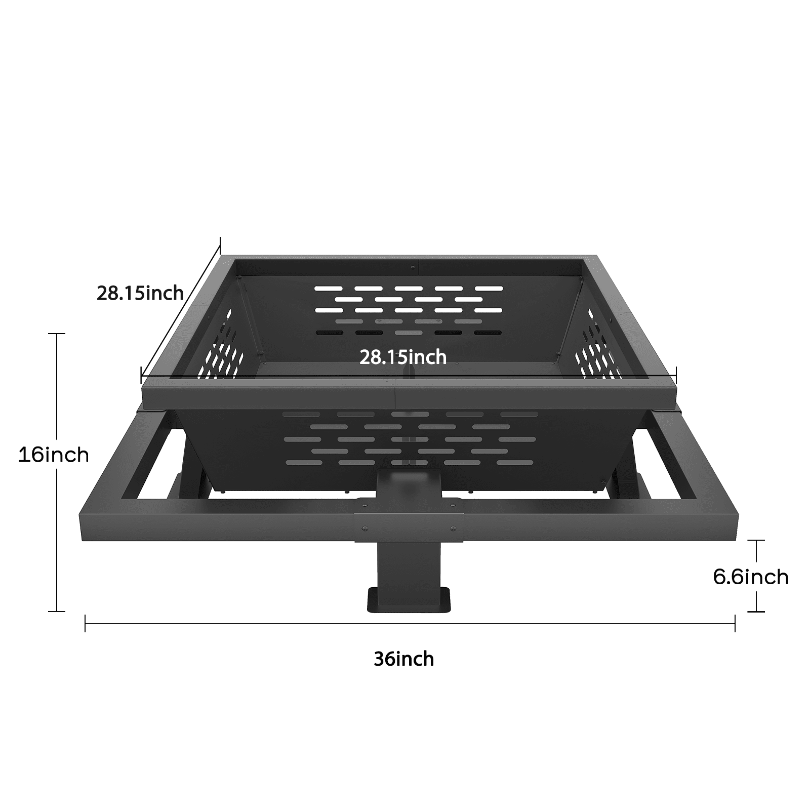Auhilence 36" Fire Pit for Outside, Square Outdoor Wood Burning Firepit with Poker, Heavy Duty Fire Pit for Camping, Backyard, Patio, Black